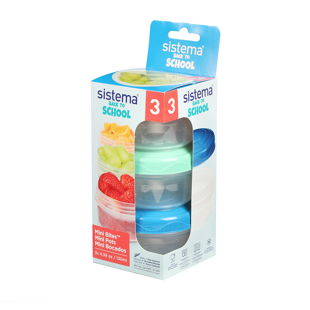 Sistema Mini Bites To Go, Snack Pots, 3-Pack – 130 ml