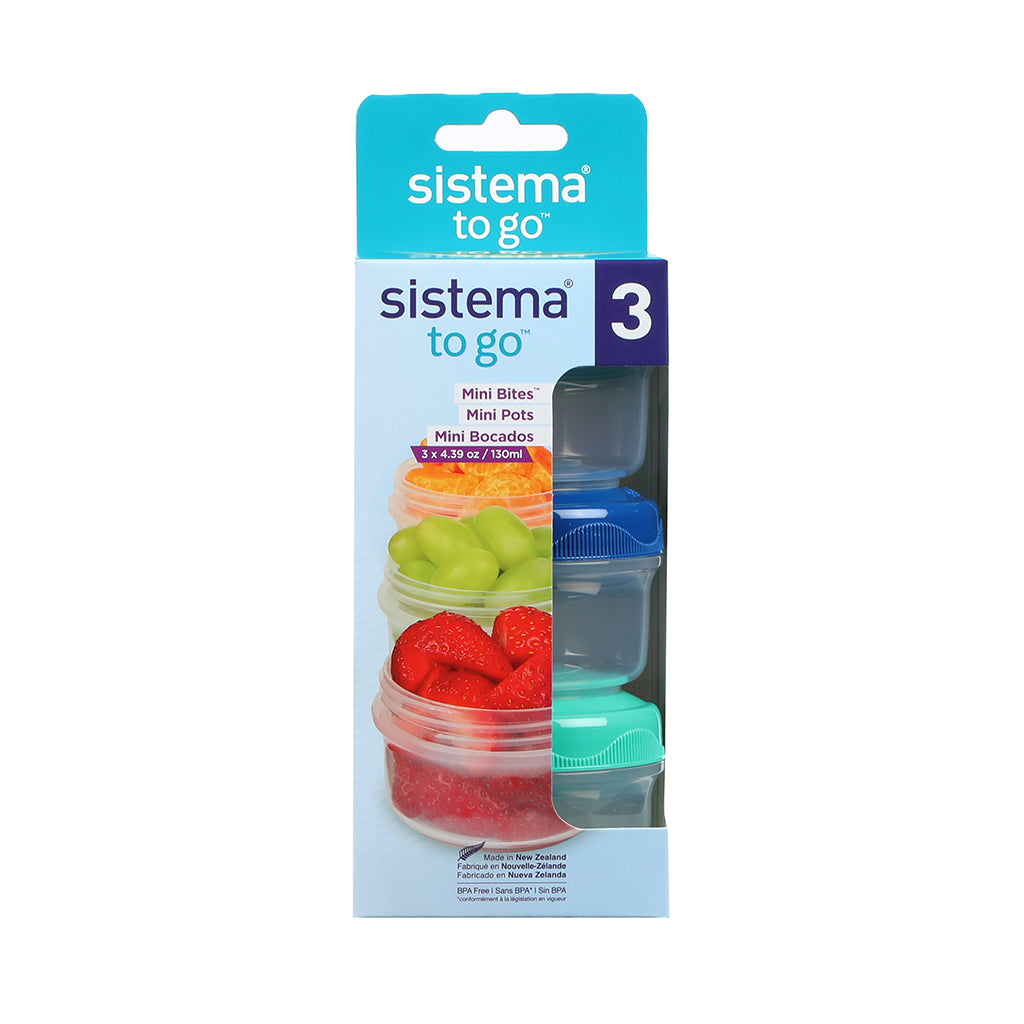 Sistema Mini Bites To Go, Snack Containers, 3-Pack - 130 ml