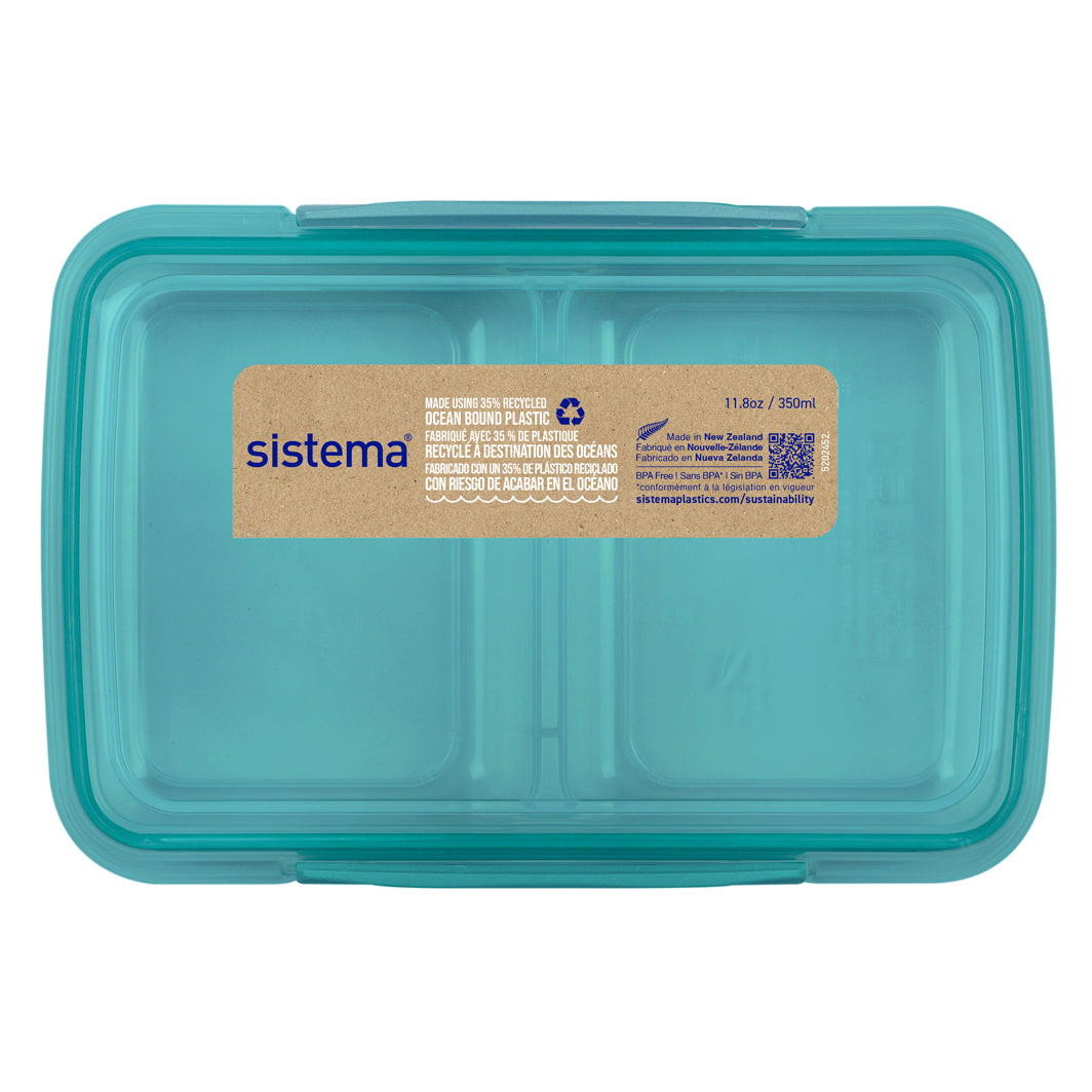 Sistema Small Split To Go Lunchbox with Two Compartments, Teal Stone