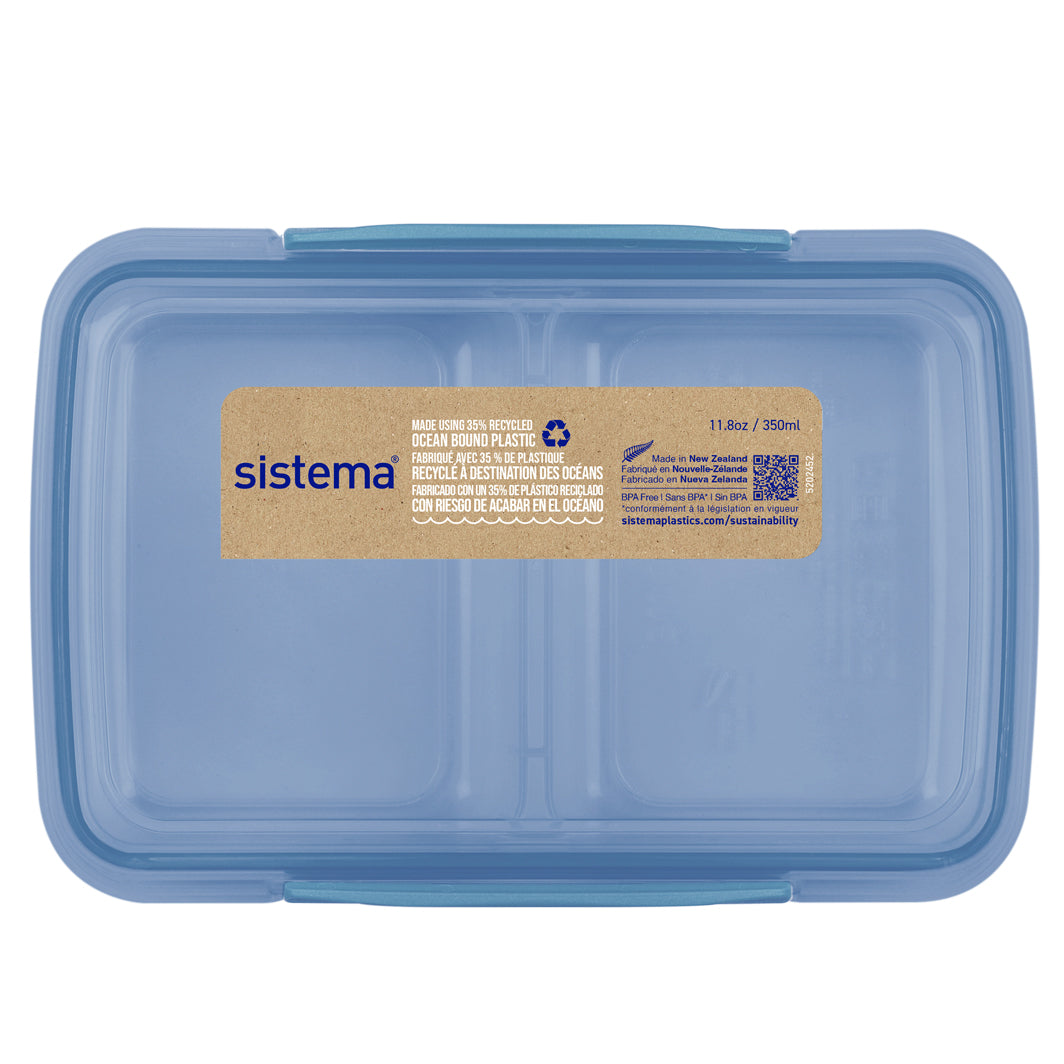 Sistema Small Split To Go Lunchbox with 2 Compartments, Mountain Blue