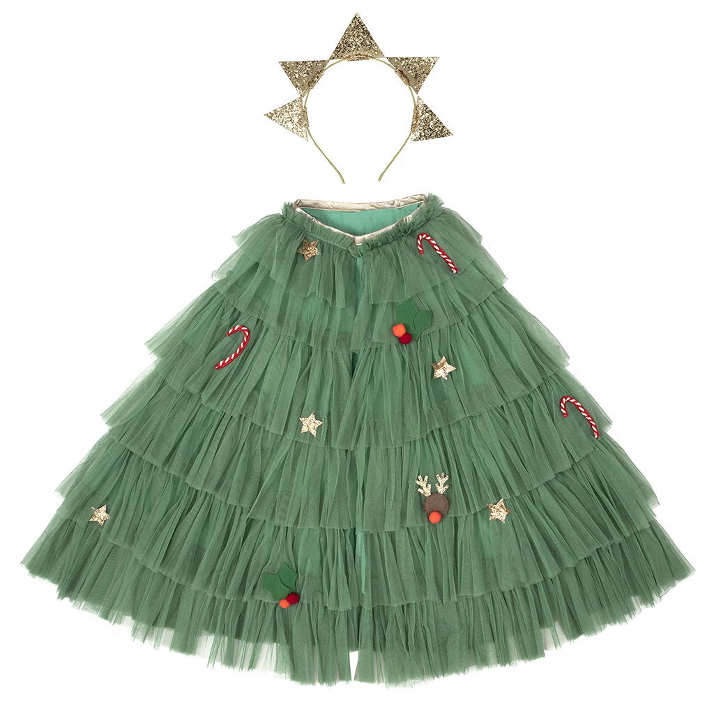 Meri Meri Costume, Christmas Tree Cape with Headband
