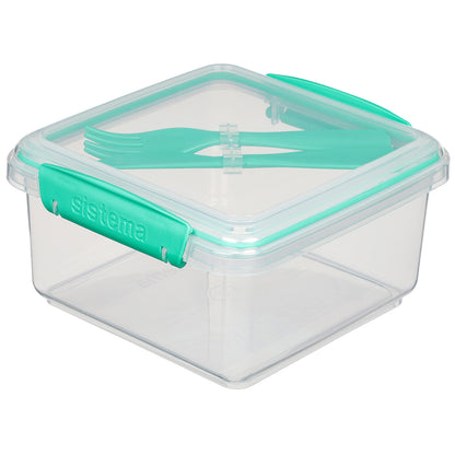 Sistema Lunch Plus lunchbox with 1 compartment and cutlery, 1.2 L – Minty teal