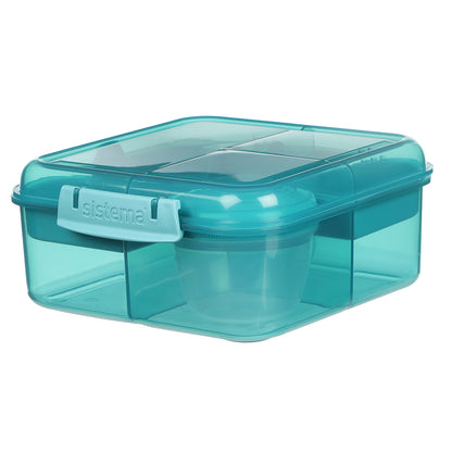 Sistema Bento Cube To Go Lunch Box with 5 Compartments and a Container - Teal Stone