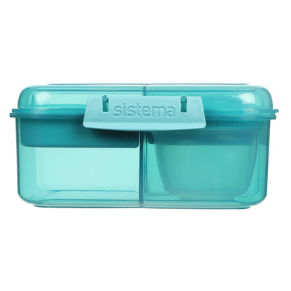 Sistema Bento Cube To Go Lunch Box with 5 Compartments and a Container - Teal Stone