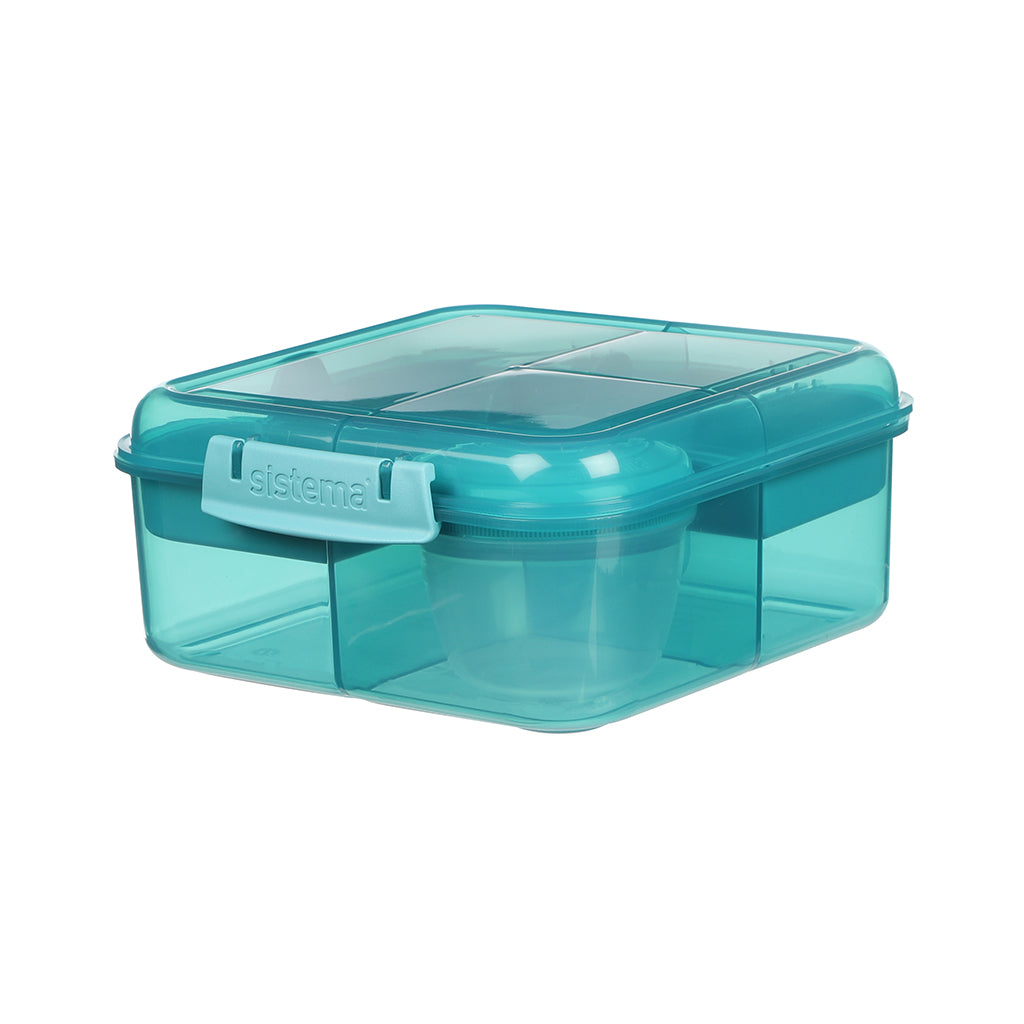 Sistema Bento Cube To Go Lunch Box with 5 Compartments and a Container - Teal Stone