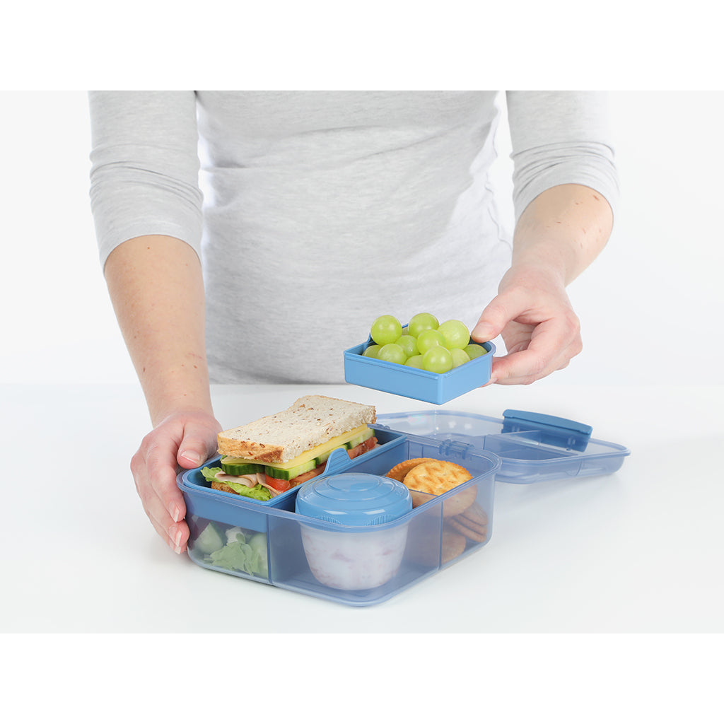 Sistema Bento Cube To Go, lunch box with 5 compartments and a container – Mountain blue