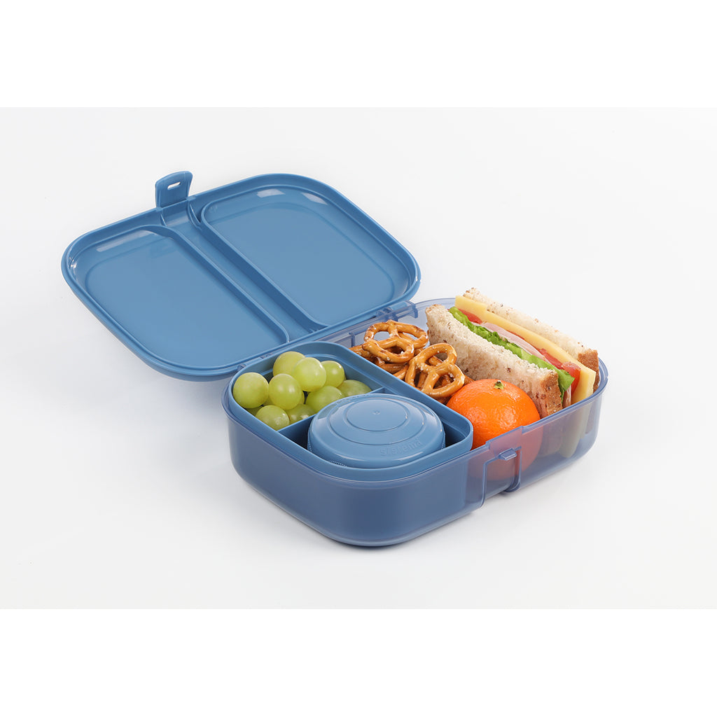 Sistema Bento Cube To Go, lunch box with 5 compartments and a container – Mountain blue