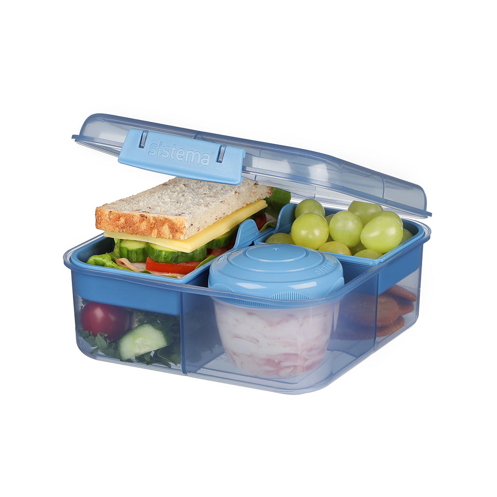 Sistema Bento Cube To Go, lunch box with 5 compartments and a container – Mountain blue