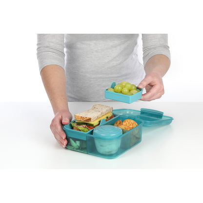 Sistema Bento Cube To Go Lunch Box with 5 Compartments and a Container - Teal Stone