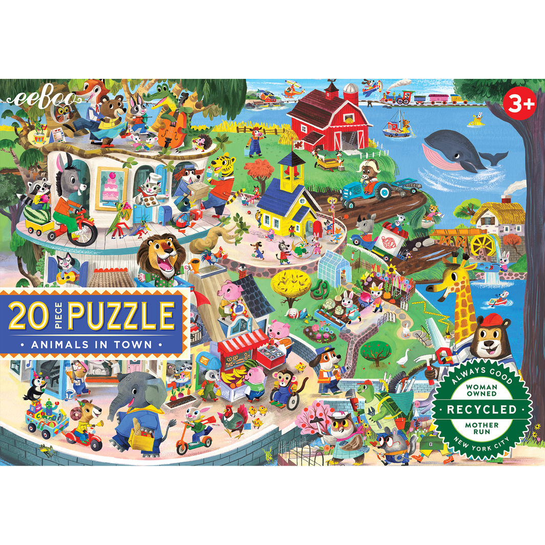eeBoo Puzzle 20 Pieces, Animals in the City