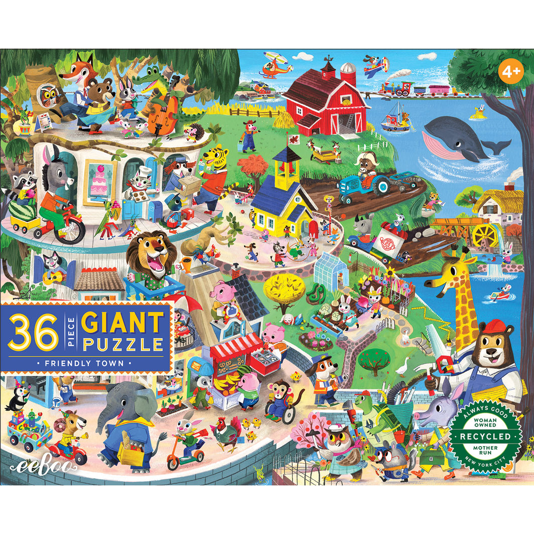 eeBoo Jumbo Puzzle 36 Pieces, The Cozy Town