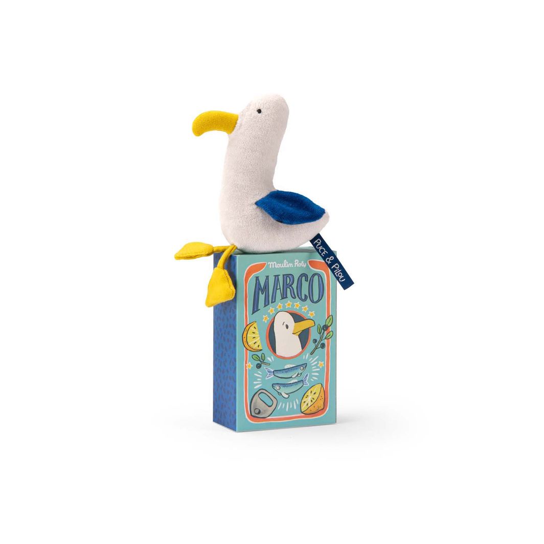 Moulin Roty Plush Toy with Rattle - Seagull Marco