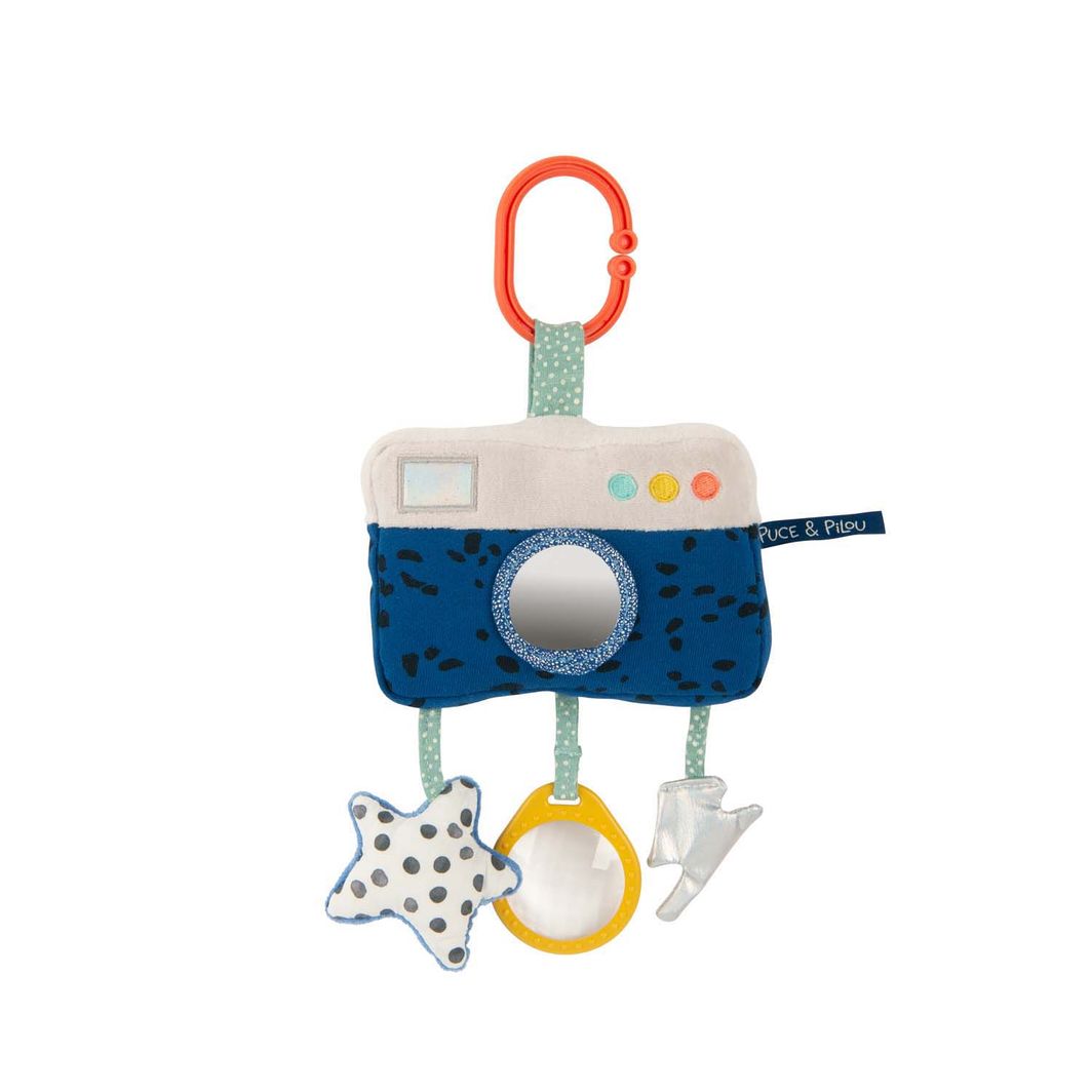 Moulin Roty Activity Toy Animal with Hanging Attachment, Camera - Puce &amp; Pilou