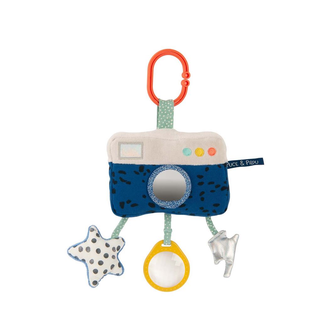 Moulin Roty Activity Toy Animal with Hanging Attachment, Camera - Puce &amp; Pilou
