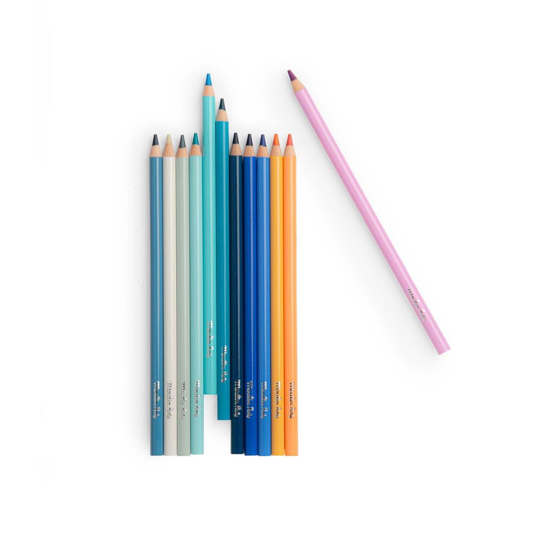 Moulin Roty Colored Pencils, Set of 12, Sky - Le Jardin du Moulin