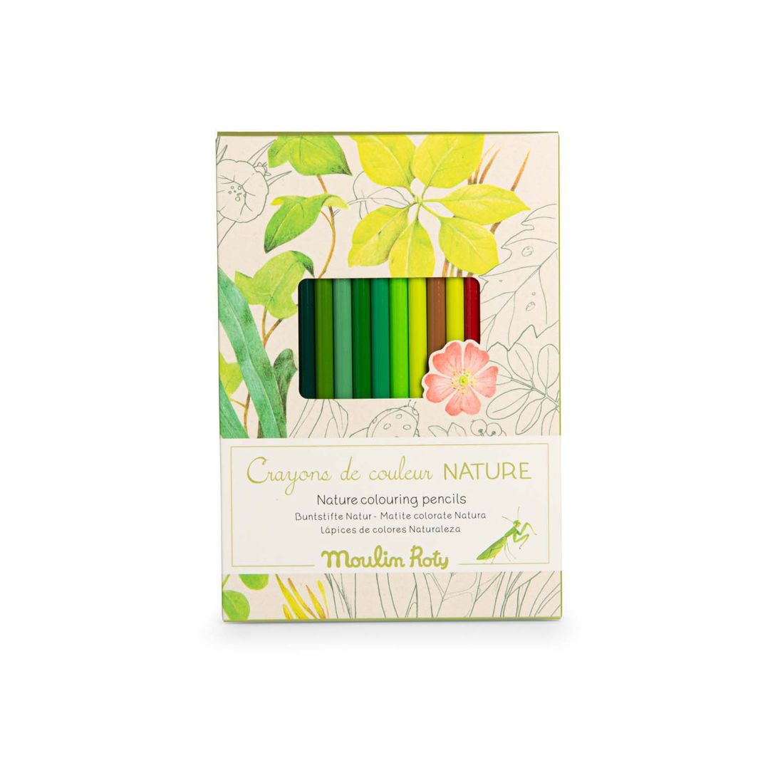 Moulin Roty Colored Pencils, Set of 12, Natural - Le Jardin du Moulin