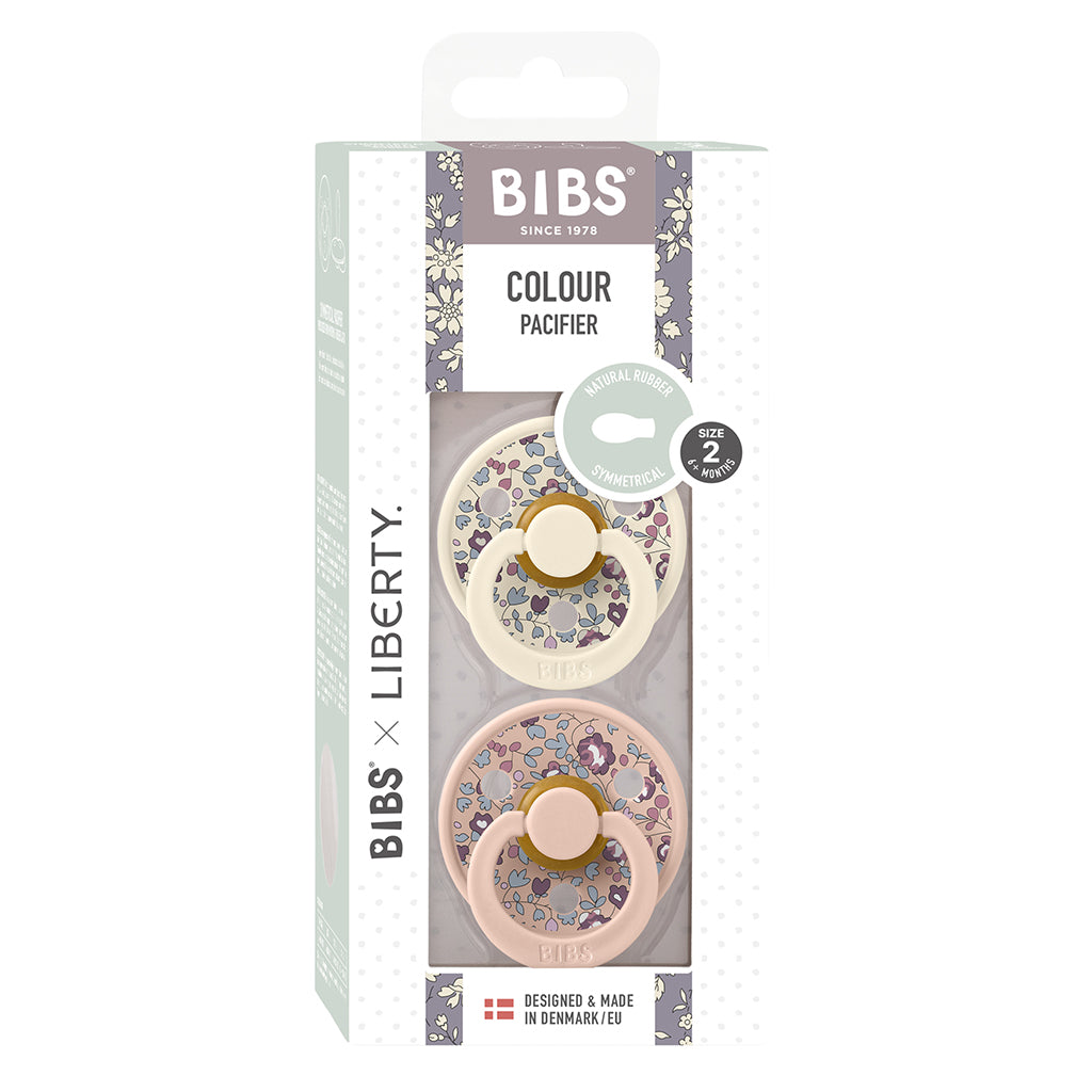 Bibs Liberty, 2-Pack Eloise Colour, Natural Rubber Pacifiers, Size 2 – Blush Mix