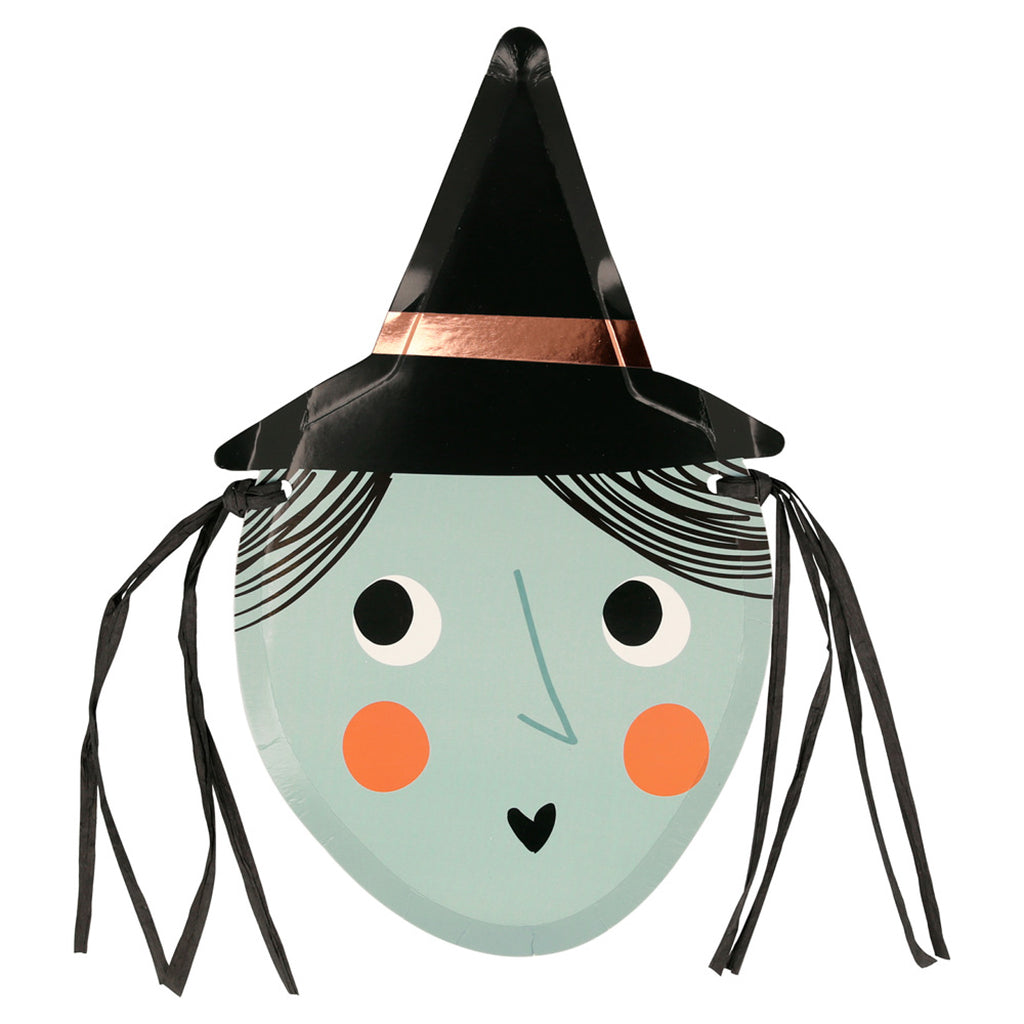 Meri Meri Paper Plates, Halloween Witch with Hair - Set of 8