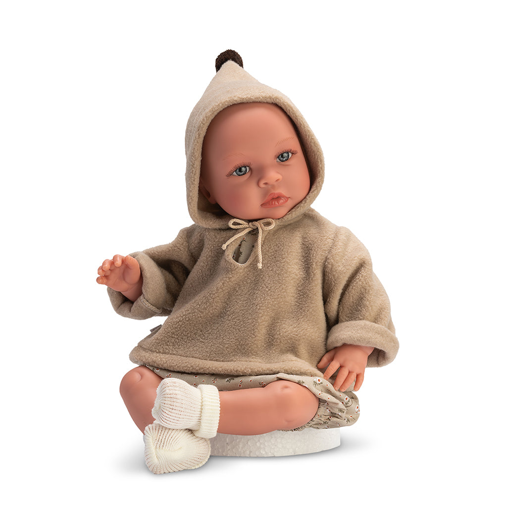 Así Leo Baby Doll, 46 cm - Sand-Colored Hoodie