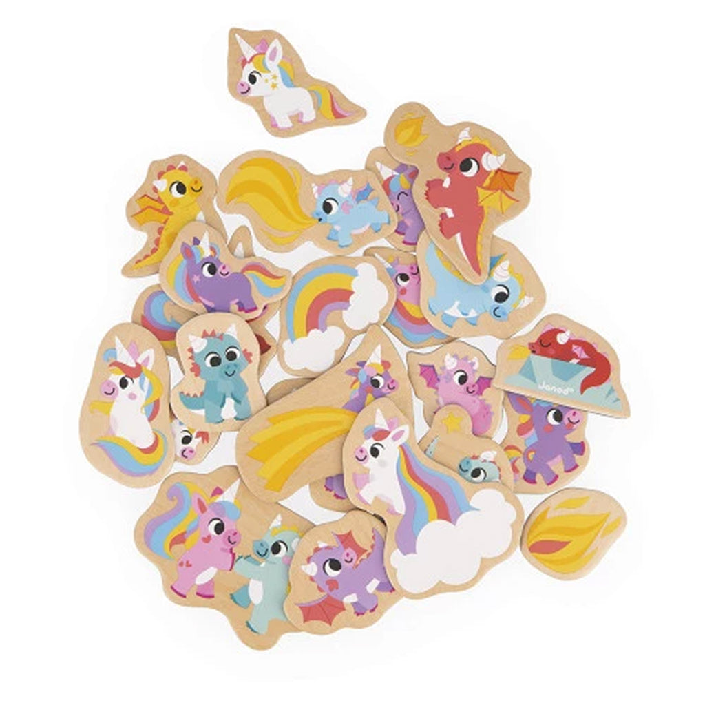 Janod Magnetic Puzzle, Unicorns and Dragons - 24 Pieces