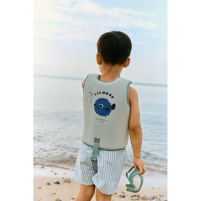 Liewood Dove Swim Vest in Seersucker, Peppermint/Sandy - multiple sizes