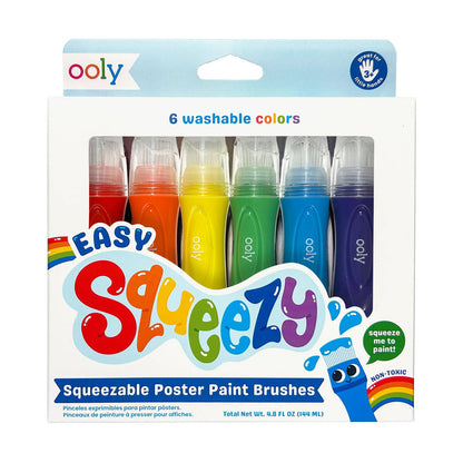 OOLY Poster Paint in Brush Set of 6, Easy Squeezy
