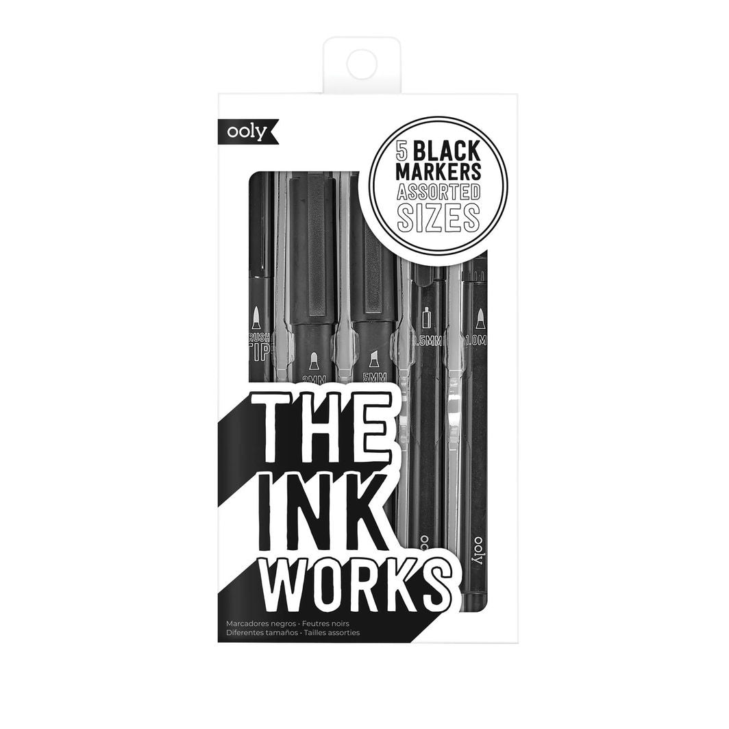 Ooly Black Pens Set of 5, The Ink Works Collection