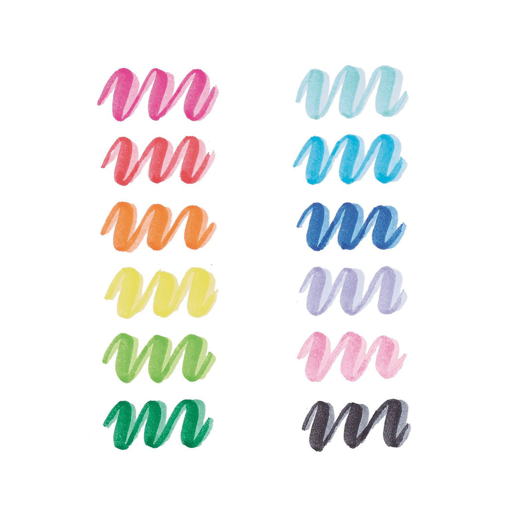 Ooly Brush Markers, Set of 12, Double-Sided - Dual Tone