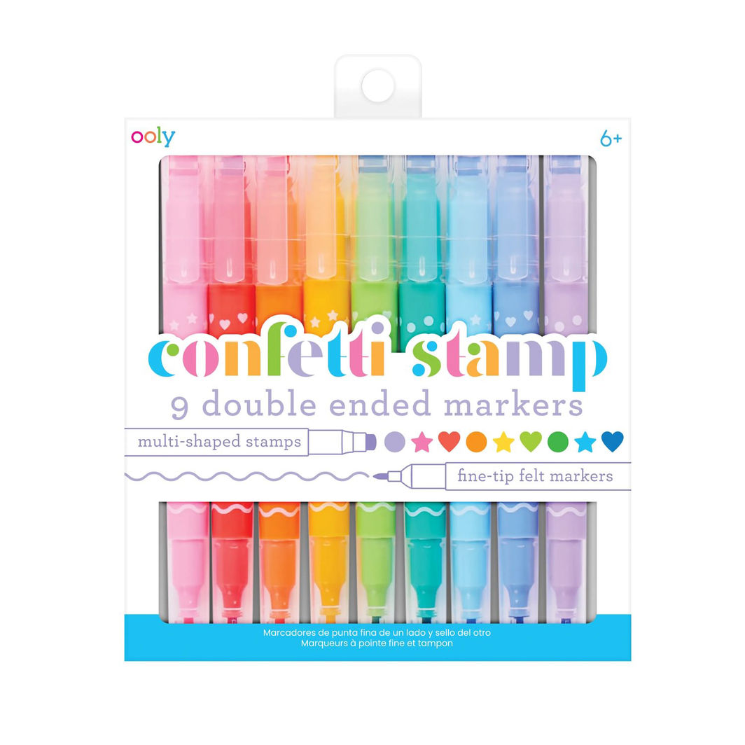 Ooly Confetti Markers with Stamps, Set of 9