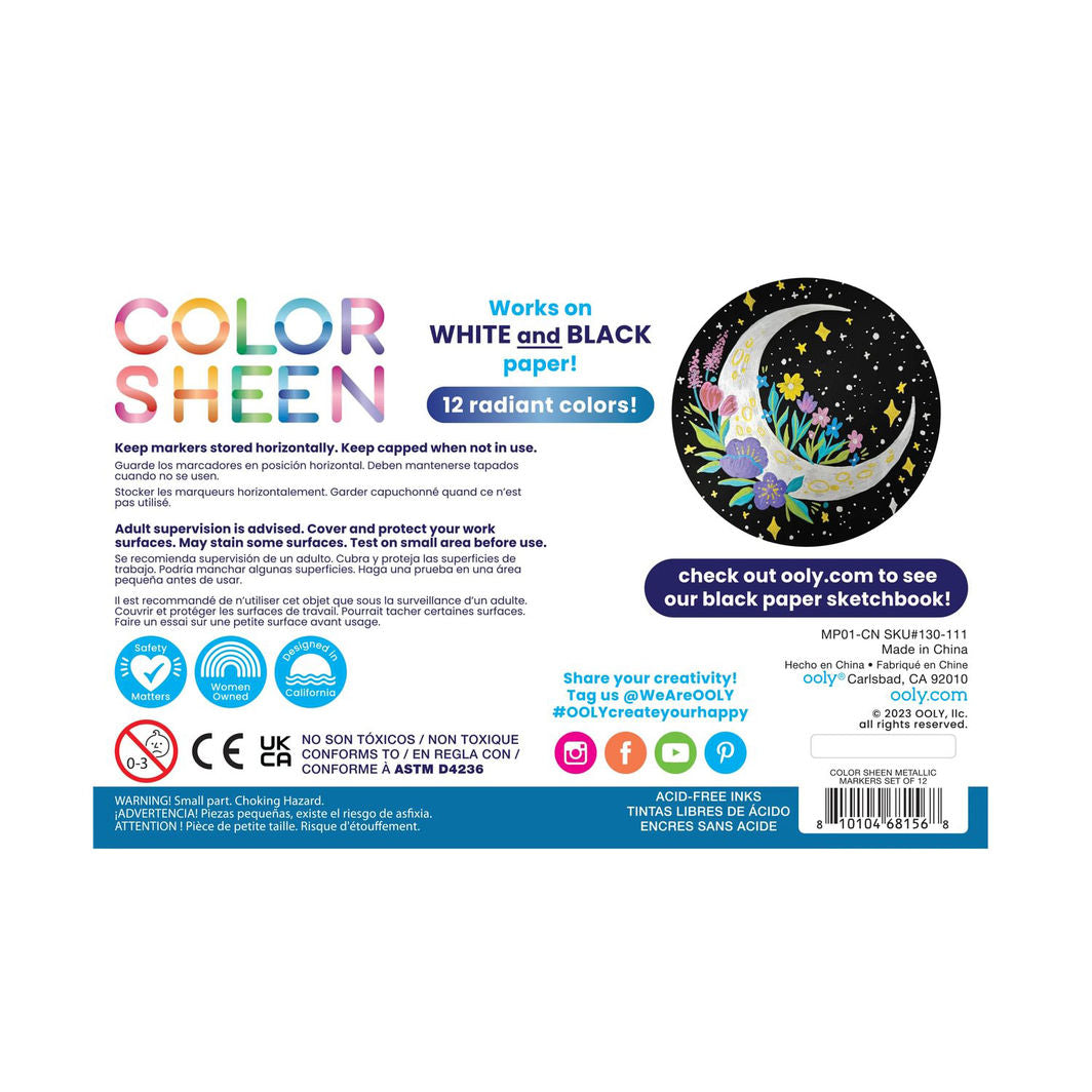 Ooly Marker Set of 12 – Color Sheen Metallic