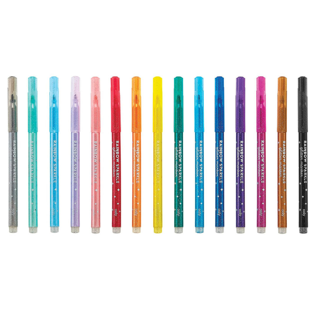 Ooly Rainbow Sparkle Glitter Markers – Set of 15