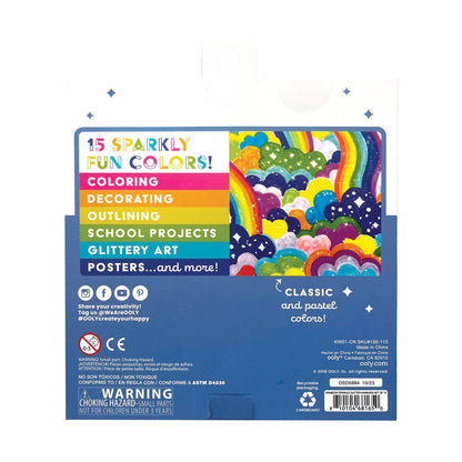 Ooly Rainbow Sparkle Glitter Markers – Set of 15