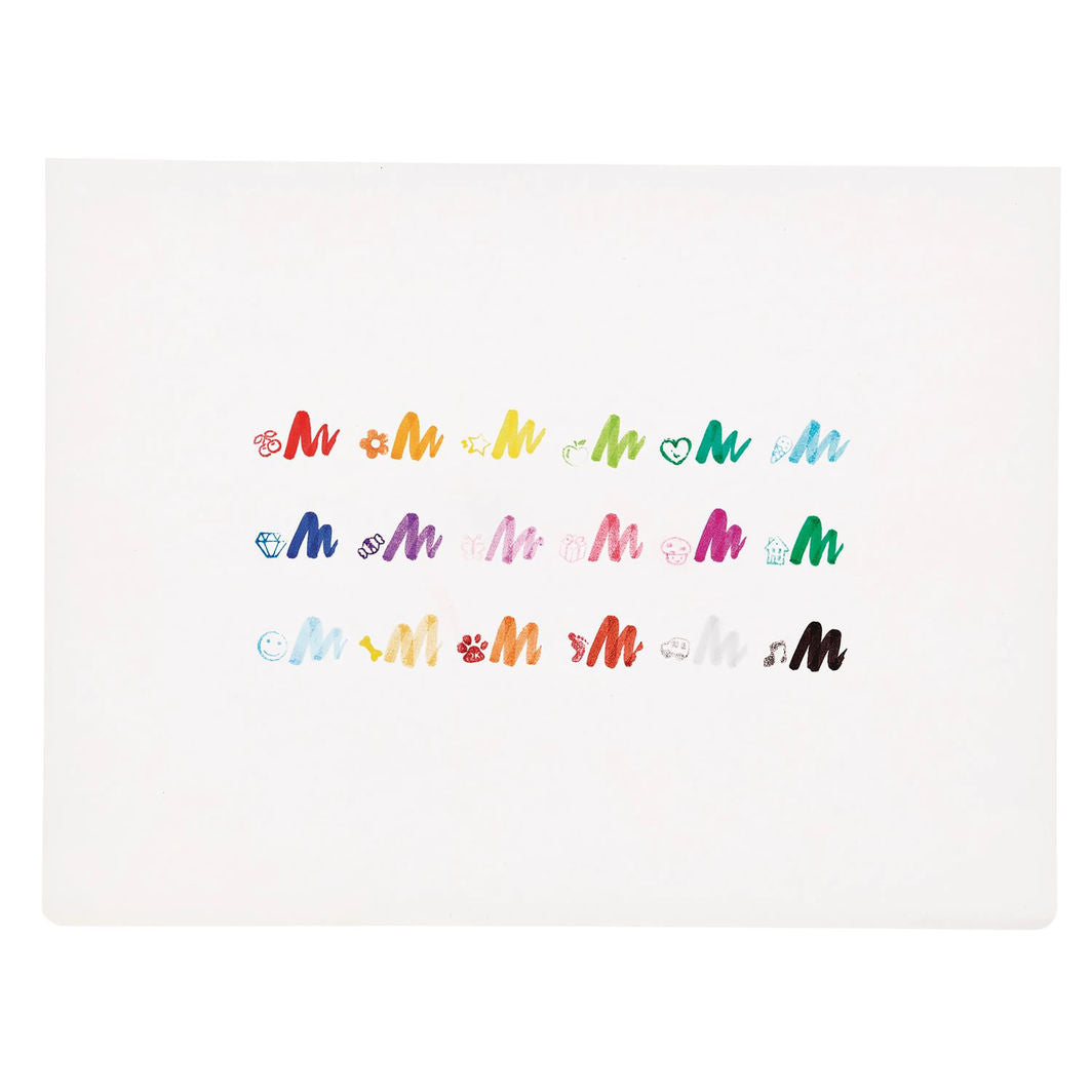 Ooly Brush Markers with Stamps, 18 pcs, Stampables