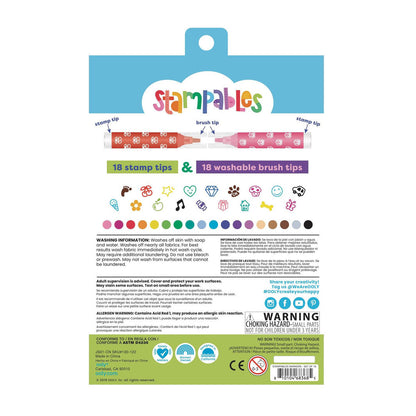Ooly Brush Markers with Stamps, 18 pcs, Stampables