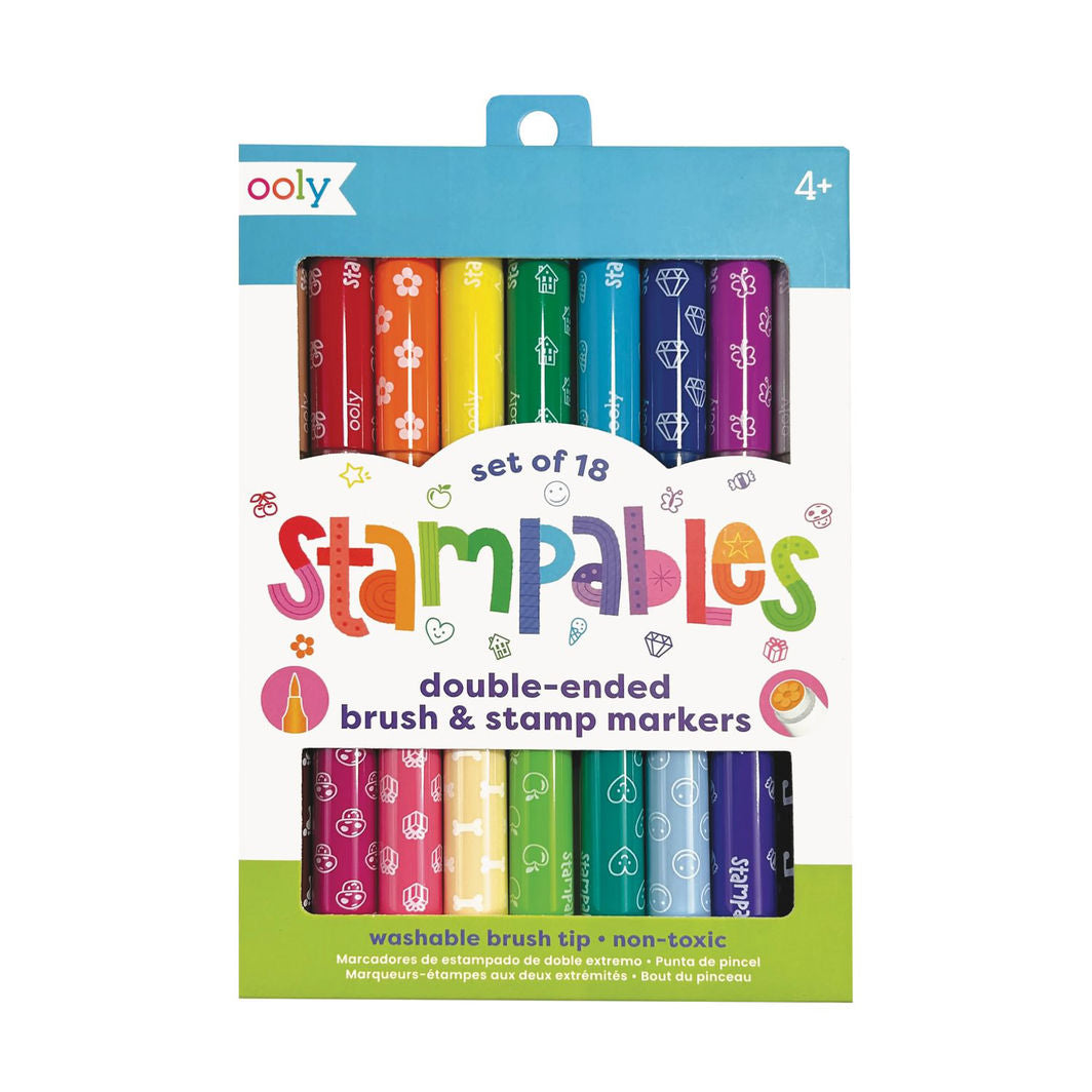 Ooly Brush Markers with Stamps, 18 pcs, Stampables