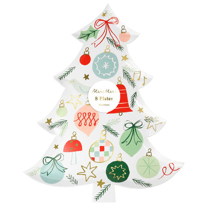Meri Meri Paper Plates, Christmas - Christmas Tree Design - Pack of 8