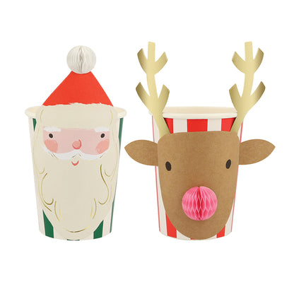 Meri Meri Paper Cups, Christmas Honeycomb - Set of 8