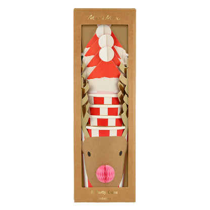 Meri Meri Paper Cups, Christmas Honeycomb - Set of 8