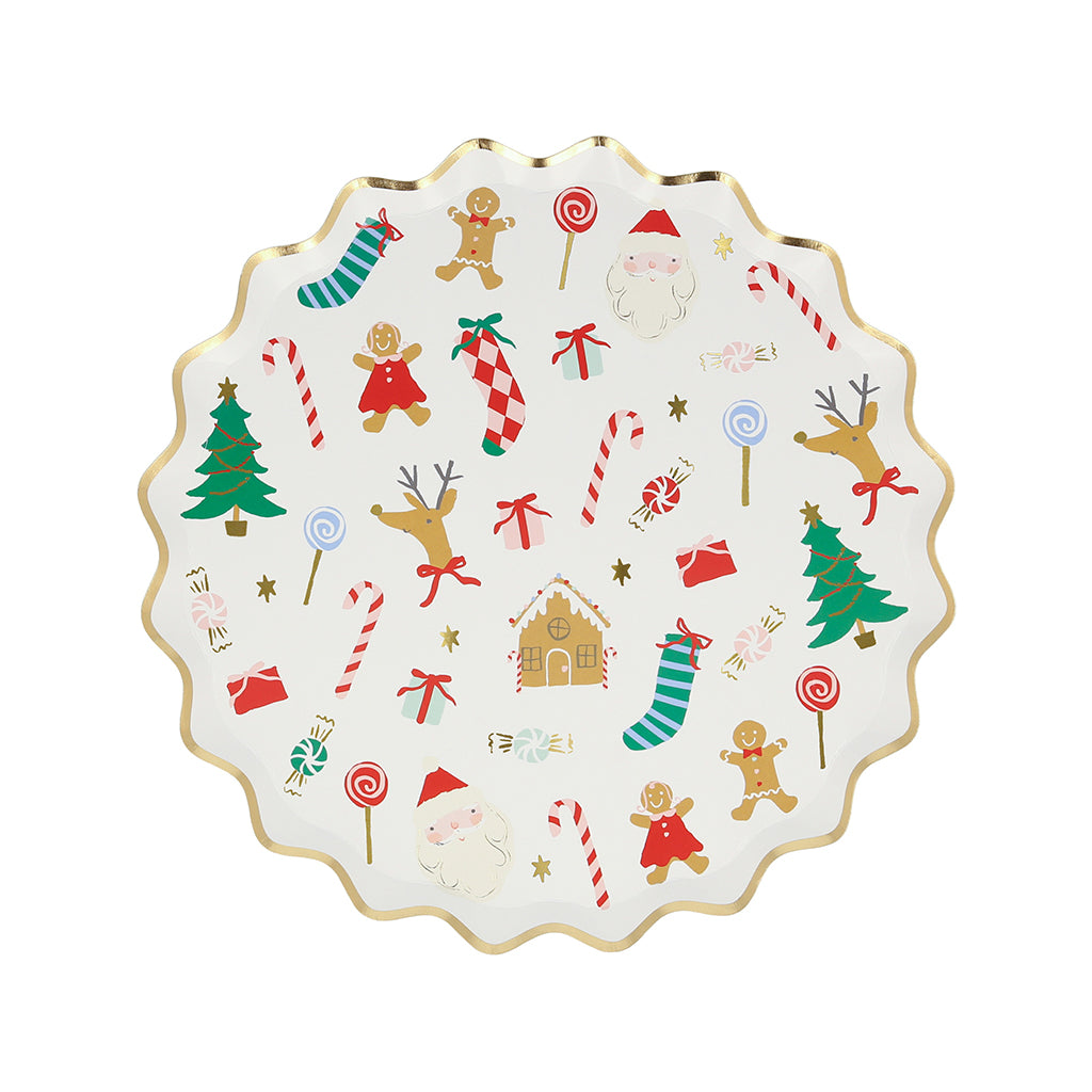 Meri Meri Paper Plates Size S, Jolly Christmas, Christmas Motifs – Pack of 8