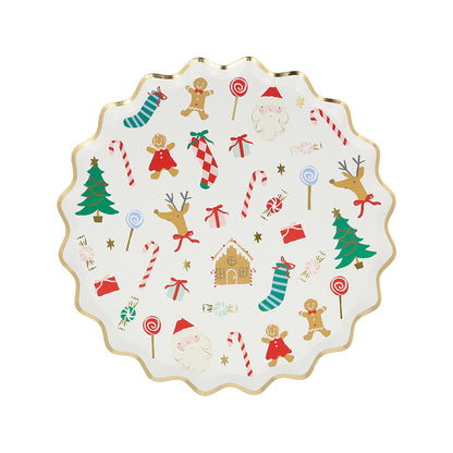 Meri Meri Paper Plates Size S, Jolly Christmas, Christmas Motifs – Pack of 8