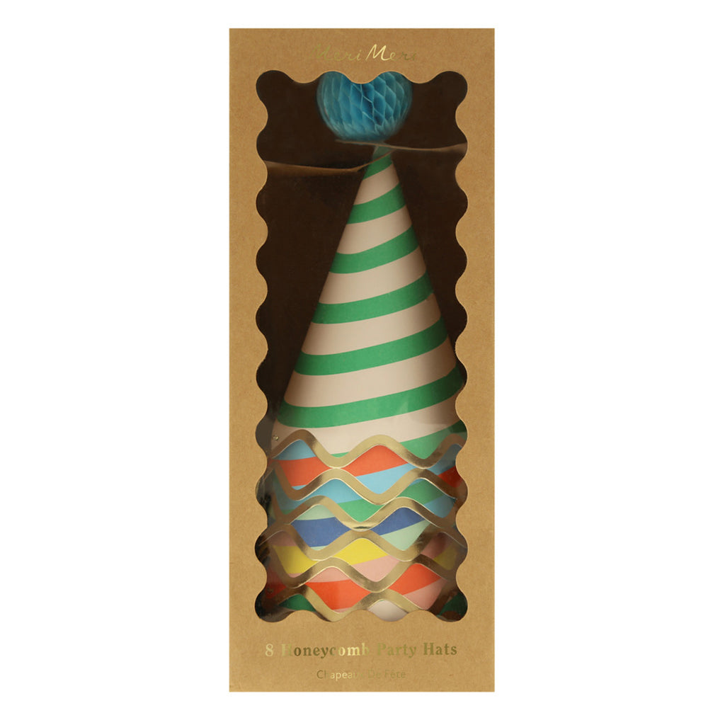 Meri Meri Party Hats, Stripe Design - Set of 8