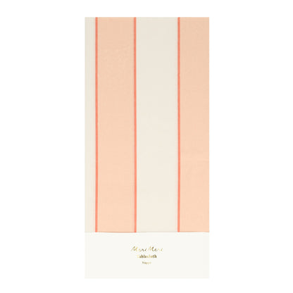 Meri Meri Paper Tablecloth, Peach Stripe - 259 x 137 cm