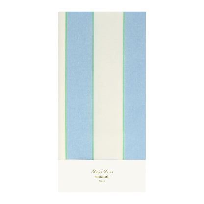 Meri Meri Paper Tablecloth, Pale Blue Stripe - 259 x 137 cm