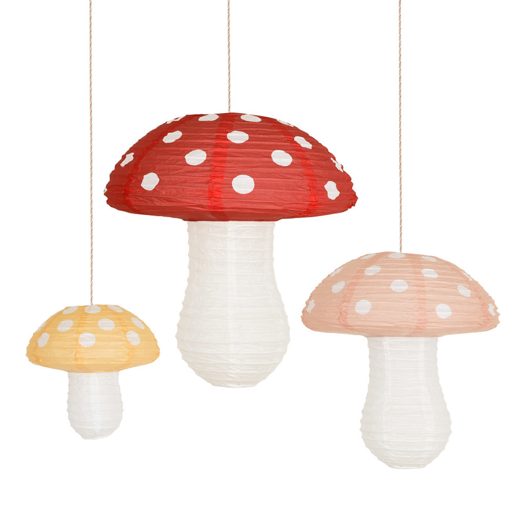 Meri Meri Rice Paper Lanterns, Mushroom, Set of 3
