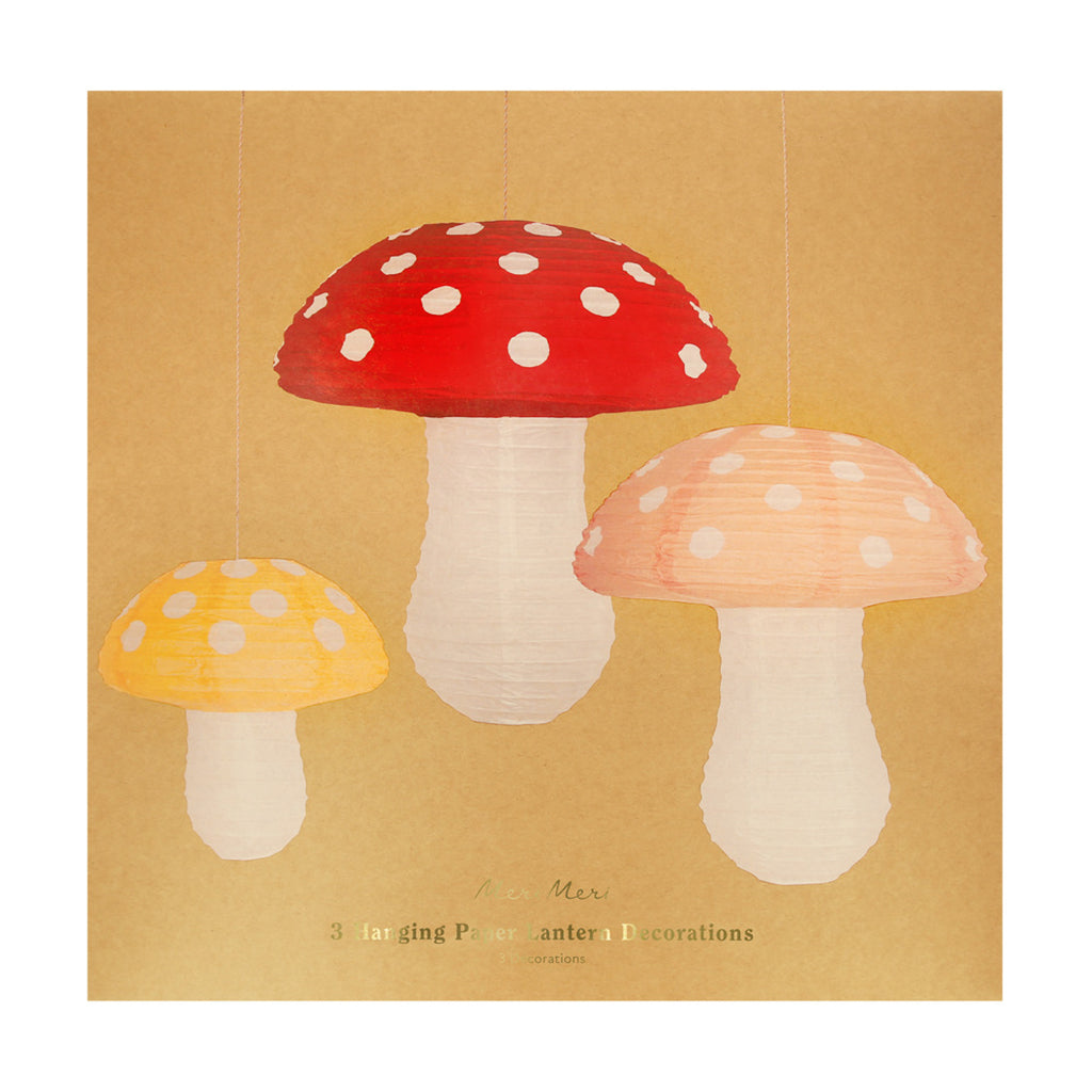 Meri Meri Rice Paper Lanterns, Mushroom, Set of 3