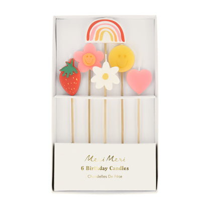 Meri Meri Cake Candles, Happy Face Icon – Pack of 6