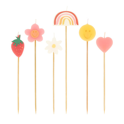 Meri Meri Cake Candles, Happy Face Icon – Pack of 6