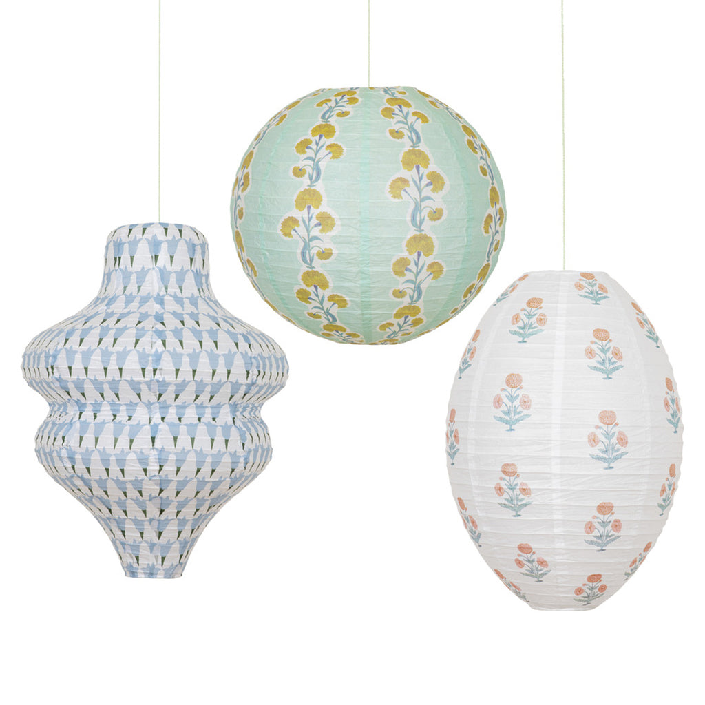 Meri Meri Paper Lanterns in Rice Paper by Molly Mahon, Set of 3 - WITHOUT LIGHT SOURCE