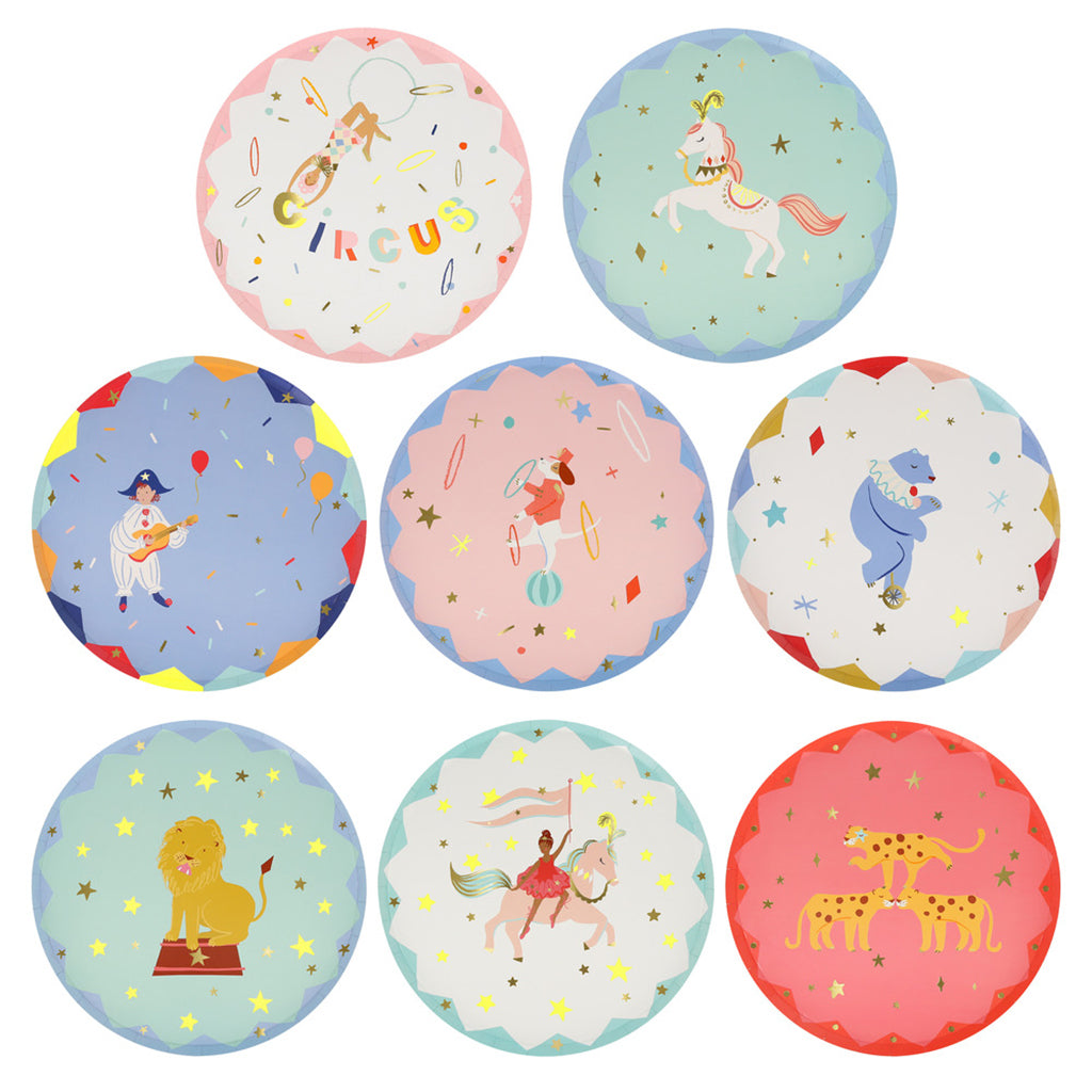 Meri Meri Paper Plates, Size S, Circus - Pack of 8