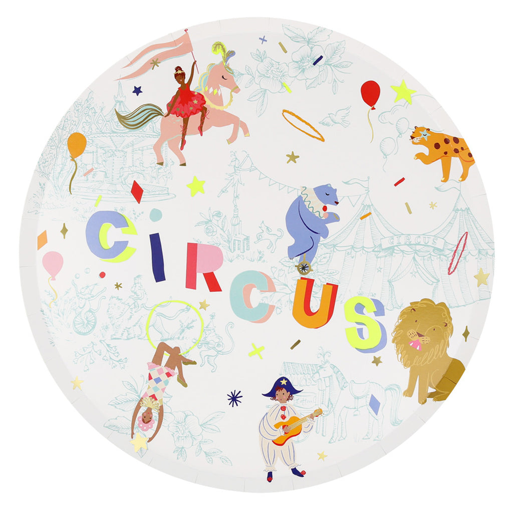 Meri Meri Paper Plates, Large, Circus – Set of 8